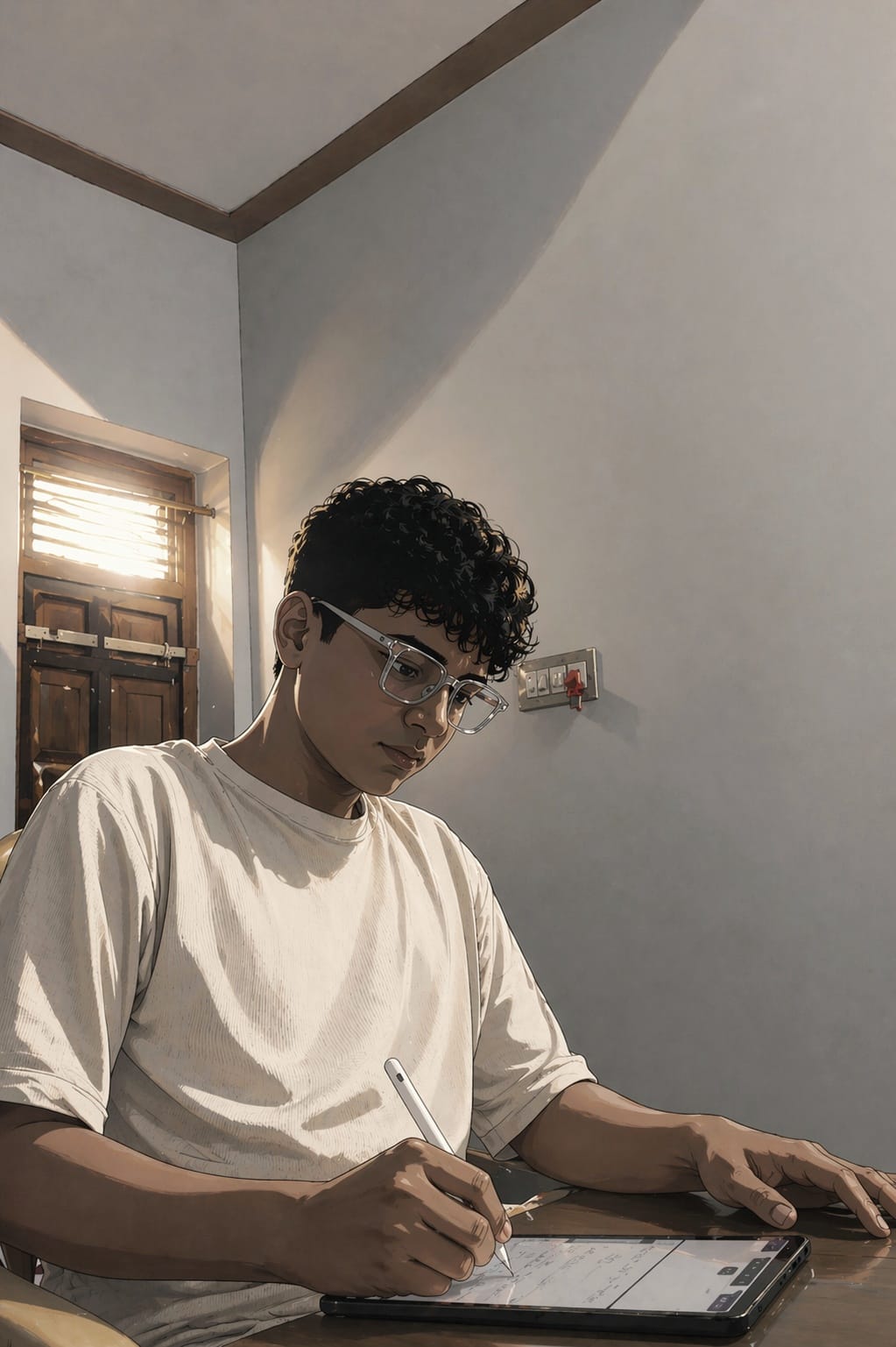 Vikash working at desk